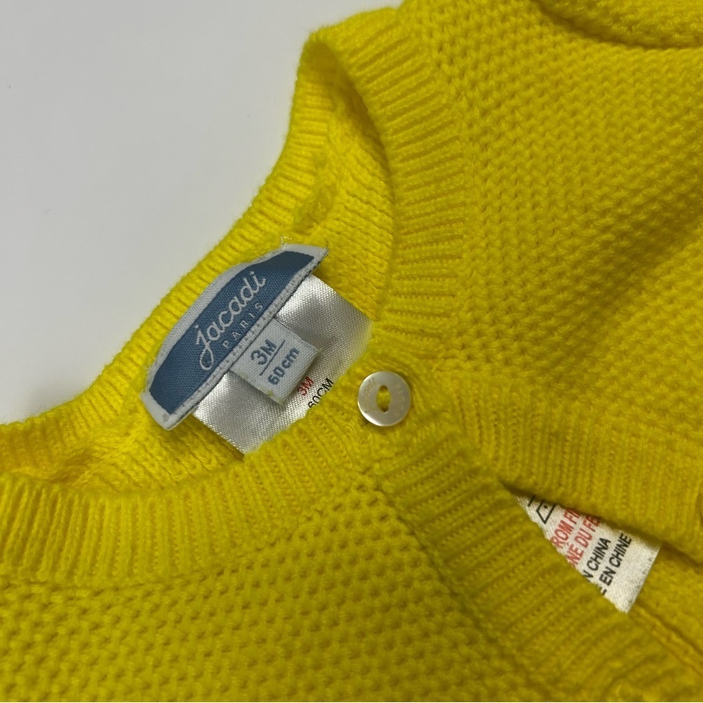 Jacadi Baby Yellow Knit Cardigan – Size 3M - Picture 2 of 4